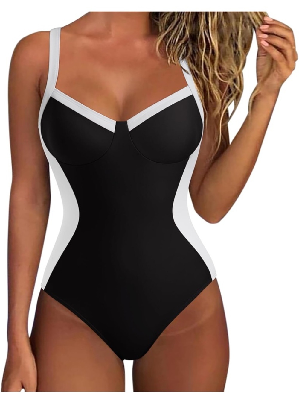 Classic Black & White One-Piece Swimsuit